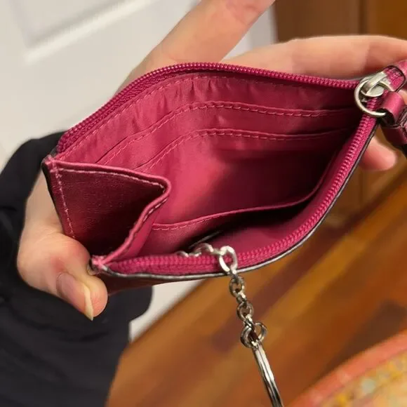 COACH LEATHER CARD CASE WALLET PINK FUCHSIA METALLIC 2009 TASSEL SLG VHTF VGUC - Picture 8 of 10